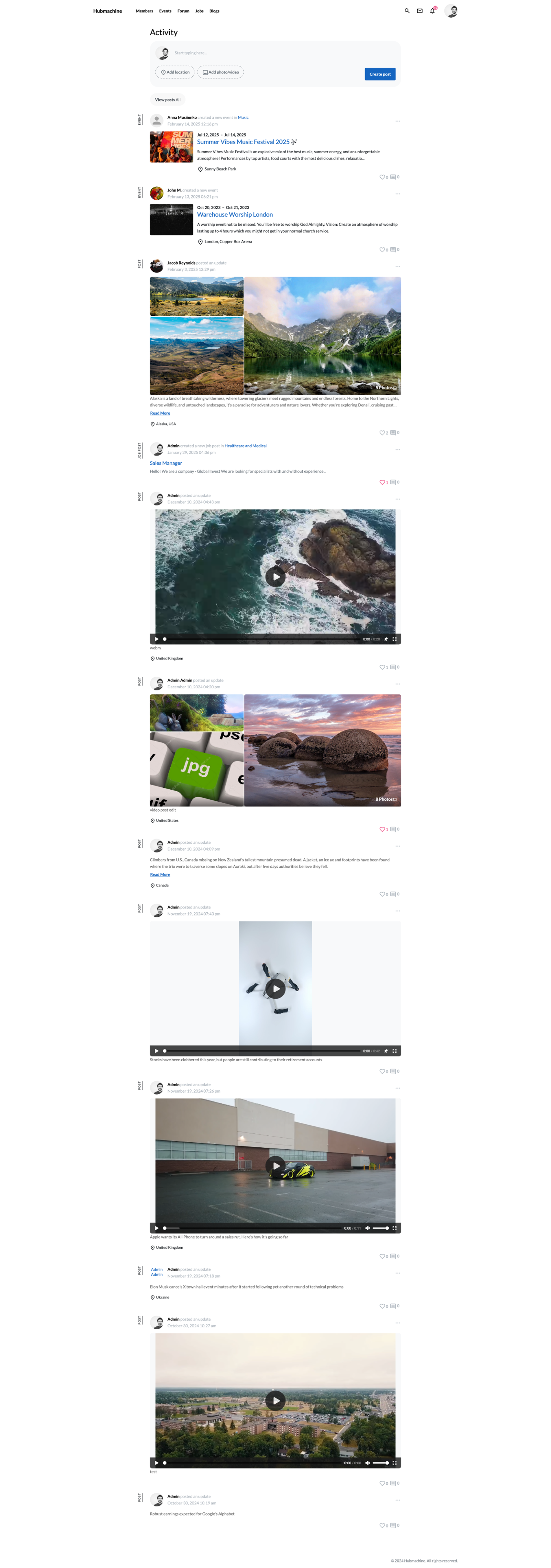 HubMachine Activity Feed